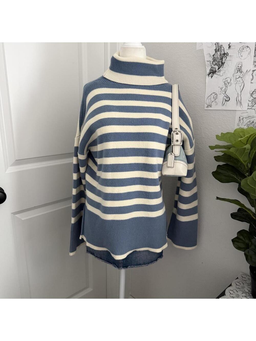 Striped turtle neck sweater